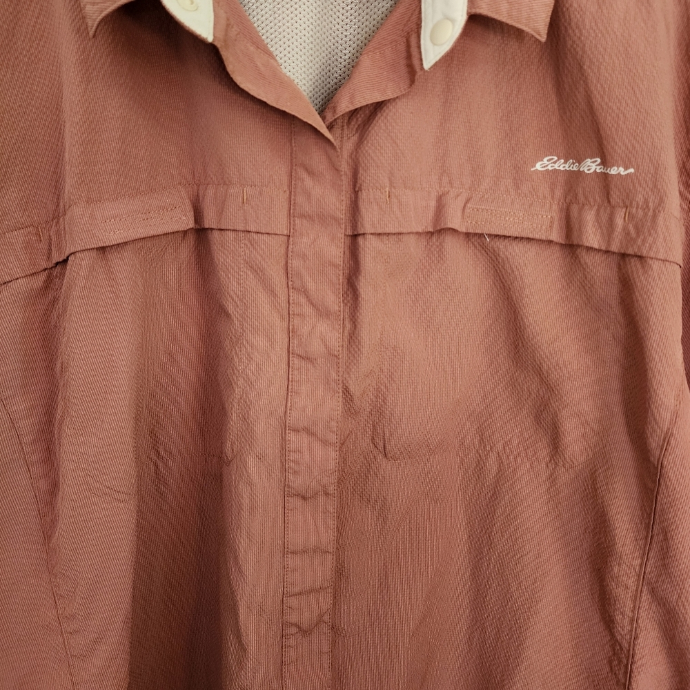 Women's Eddie Bauer Coral Vented Lightweight Guide Shirt SPF Snap Buttons - Picture 4 of 13